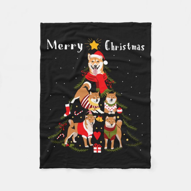 Cobertor De Velo Christmas Tree Shiba Inu Lover Xmas Dog Owner New  (Frente)