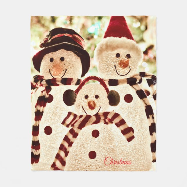 Cobertor De Velo Christmas Vibes Snowman Celebration (Frente)