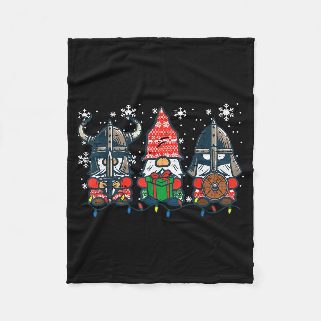 Cobertor De Velo Christmas Viking Gnomes Funny Nordic Xmas Men Wome (Frente)