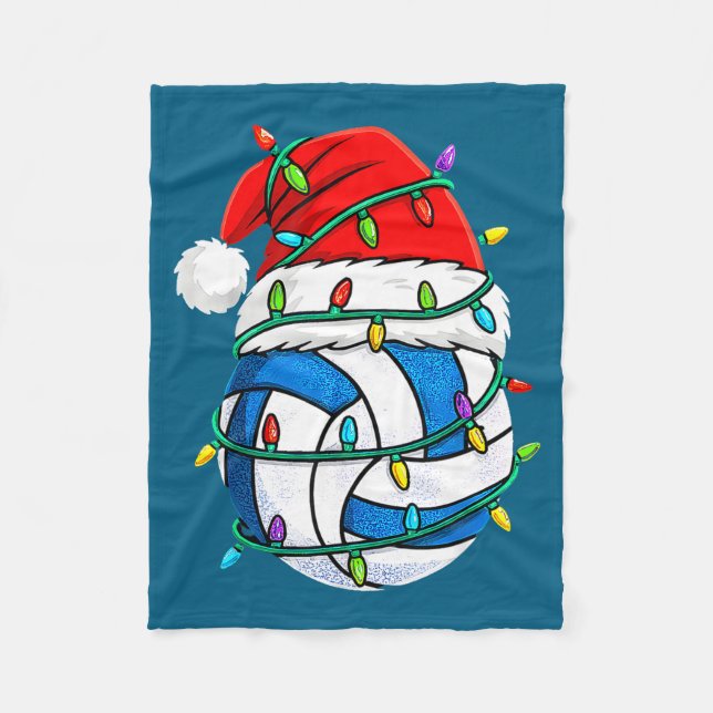 Cobertor De Velo Christmas Volleyball Santa Hat Lights Srts Xmas Pa (Frente)