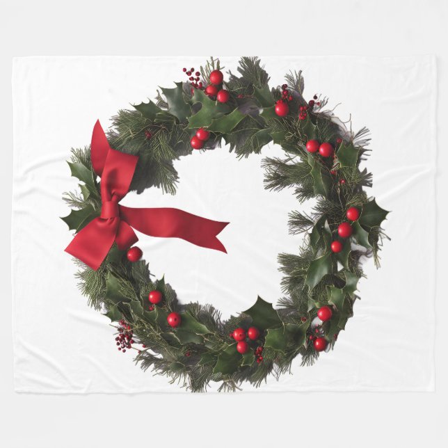 Cobertor De Velo CHRISTMAS WREATH Fleece Blanket (Frente (Horizontal))