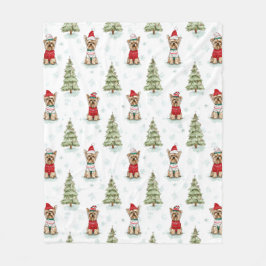Cobertor De Velo Christmas Yorkies Dog