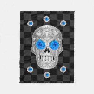 Cobertor De Velo Chrome Calavera (Rosa Azul) Fleece Blanket