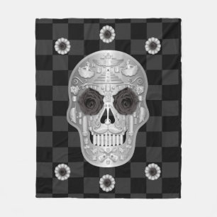 Cobertor De Velo Chrome Calavera (Rosa preto) Fleece Blanket