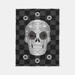 Cobertor De Velo Chrome Calavera (Rosa preto) Fleece Blanket