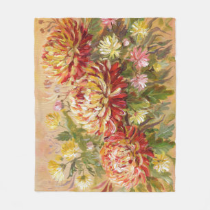 Cobertor De Velo Chrysanthemum Meadow: Pintura À Mão Acrílica.
