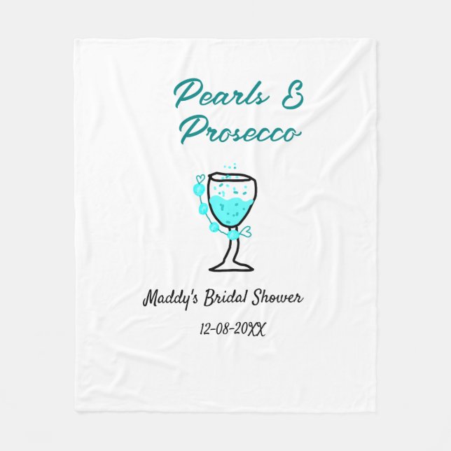 Cobertor De Velo chuva de noiva pérolas e prosecco azul preto nome  (Frente)