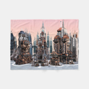 Cobertor De Velo Cidade de Fantasia Futurista Arte de Horizonte de