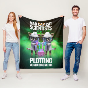 Cobertor De Velo Cientistas Gatos Engraçados Fazendo Dominação Mund