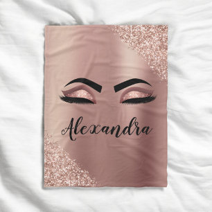 Cobertor De Velo Cílios com Glitter Monograma Rosa Dourado Blush