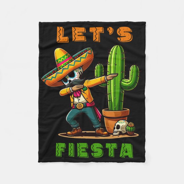 Cobertor De Velo Cinco De Mayo Cactus Mexicano Poncho Sombrero Hat  (Frente)