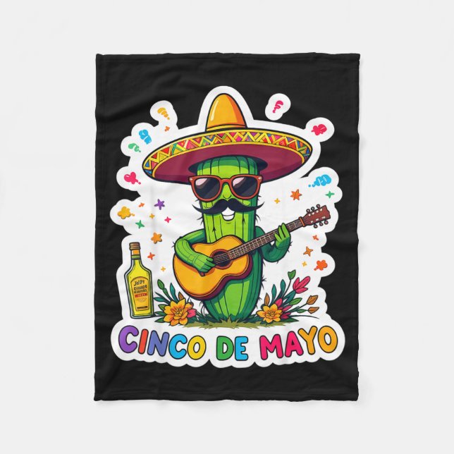 Cobertor De Velo Cinco de mayo piada óculos de sol de cacto mexican (Frente)