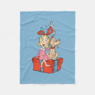 Cobertor De Velo Cindy Lou Who e Max em um Presente