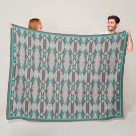 Cobertor De Velo Cinza Aqua Turquoise Teal Blue Arte Tribal