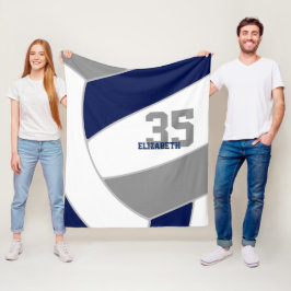 Cobertor De Velo cinza azul marinho e voleibol branco gigante