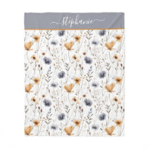 Cinza Azul Monograma Beige White Boho Floral