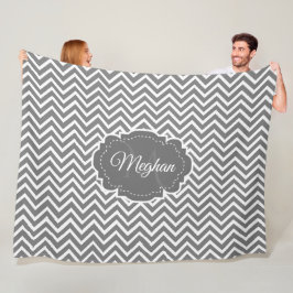 Cobertor De Velo Cinza Chevron Personalizado Fleece Blanket
