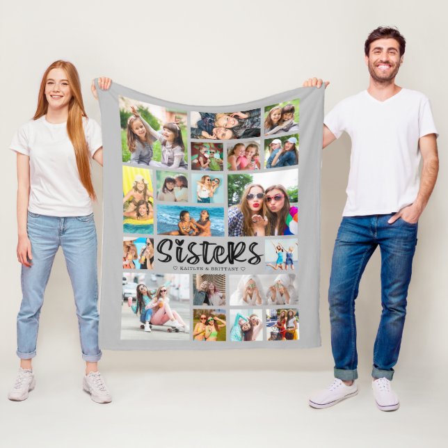 Cobertor De Velo Cinza de Colagem Fotográfica Moderna SISTERS 19 (In Situ)