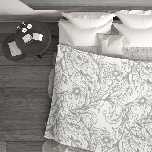 Cobertor De Velo Cinza de Folha do Barroco Acanthus (Criador carregado)