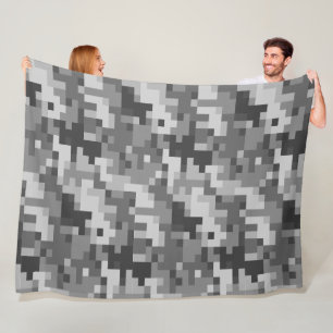 Cobertor De Velo Cinza Digital Camouflage Fleece Blanket
