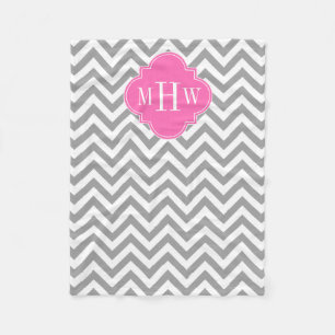 Cobertor De Velo Cinza Dk Lg Chevron Quatrefoil Quente Rosa Quatref