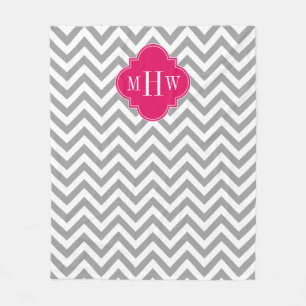 Cobertor De Velo Cinza Dk Lg Chevron Raspberry Quatrefoil 3 Monogra