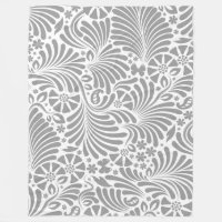 Cinza E Padrão Barroco Floral Branco