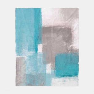 Cobertor De Velo Cinza e pintura de Abstrato azul abstrata,pinti