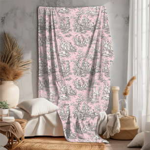 Cobertor De Velo Cinza floral retrógrada, cor-de-rosa, galinha de j