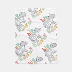 Cobertor De Velo Cinza Hip Hip Hooray Desenho Hippo
