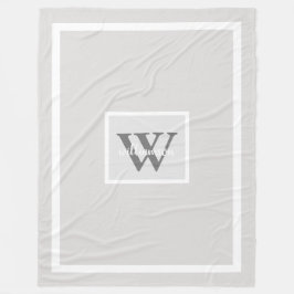 Cobertor De Velo Cinza Moderno Simples Inicial e Nome Fleece Blanke