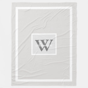 Cobertor De Velo Cinza Moderno Simples Inicial e Nome Fleece Blanke