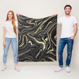 Cobertor De Velo Cinza Negra Dourada Marble #1