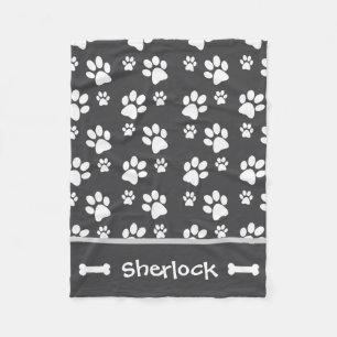 Cobertor De Velo Cinza Personalizada - Dog Blanket Puppy Gift