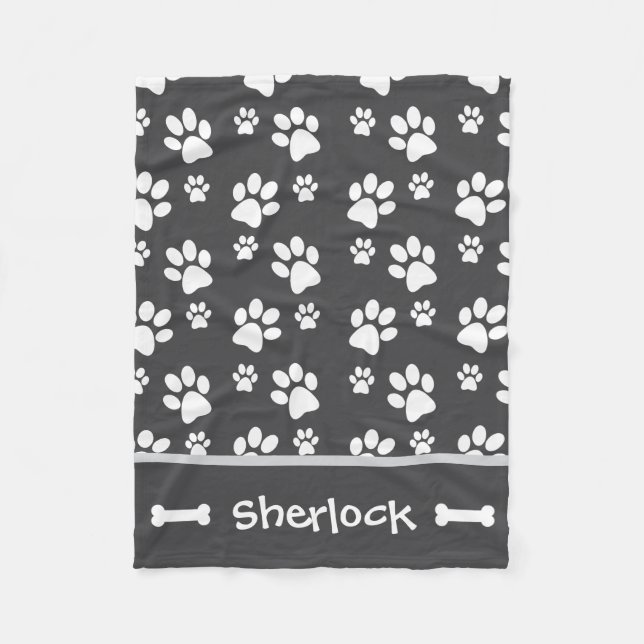 Cobertor De Velo Cinza Personalizada - Dog Blanket Puppy Gift (Frente)