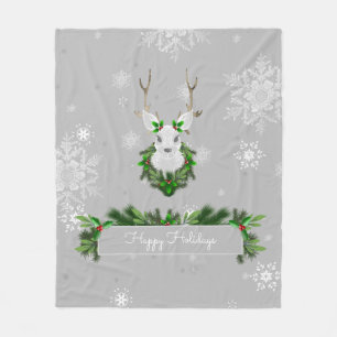Cobertor De Velo Cinza Reindeer Fleece Blanket