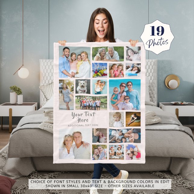 Cobertor De Velo Cinza Rosa de Colagem de Fotografias Personalizada (Criador carregado)