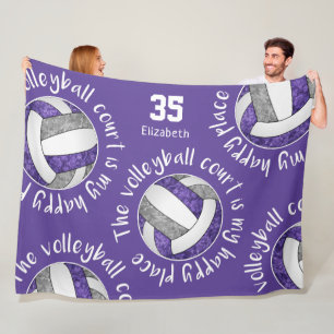 Cobertor De Velo Cinza roxa de vôlei seu lugar feliz