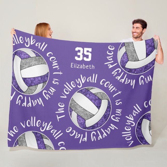 Cobertor De Velo Cinza roxa de vôlei seu lugar feliz (In Situ)