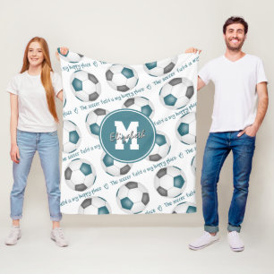 Cobertor De Velo cinza teal O campo de futebol é meu lugar feliz