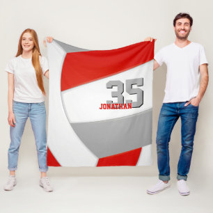 Cobertor De Velo cinza vermelha e voleibol desportivo branco