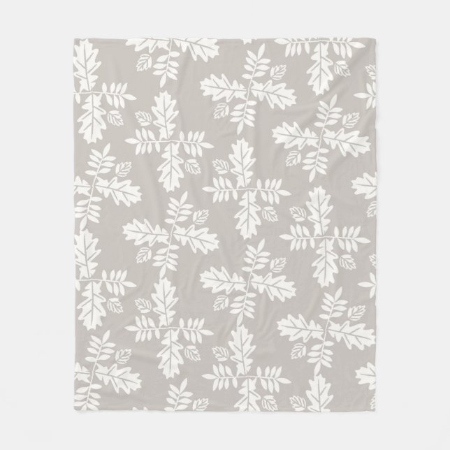 Cobertor De Velo Cinza White Sai do Padrão Folha de Folha da Linha  (Frente)