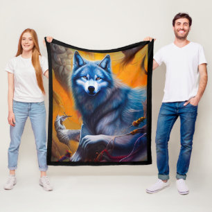 Cobertor De Velo Cinza Wolf Fleece Blanket
