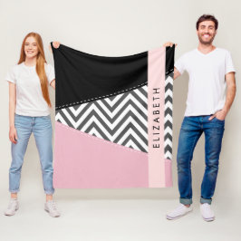 Cobertor De Velo Cinza Zigzag, Cinza Chevron, Rosa, Seu Nome