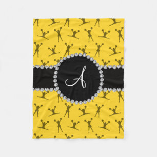 Cobertor De Velo Círculo preto de claque amarelo monograma