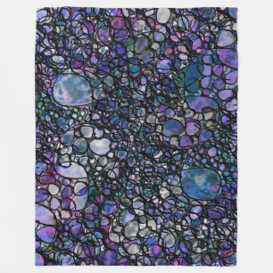Cobertor De Velo Círculos Abstrato de Desenho Mão, Azul, Roxo, Pret
