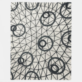 Cobertor De Velo Círculos Abstrato preto e branco