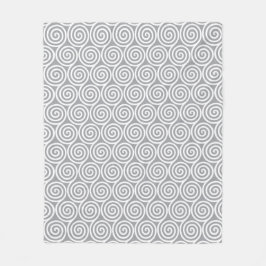 Cobertor De Velo Círculos de Espiral Abstrata em Cinza Prata Rápido