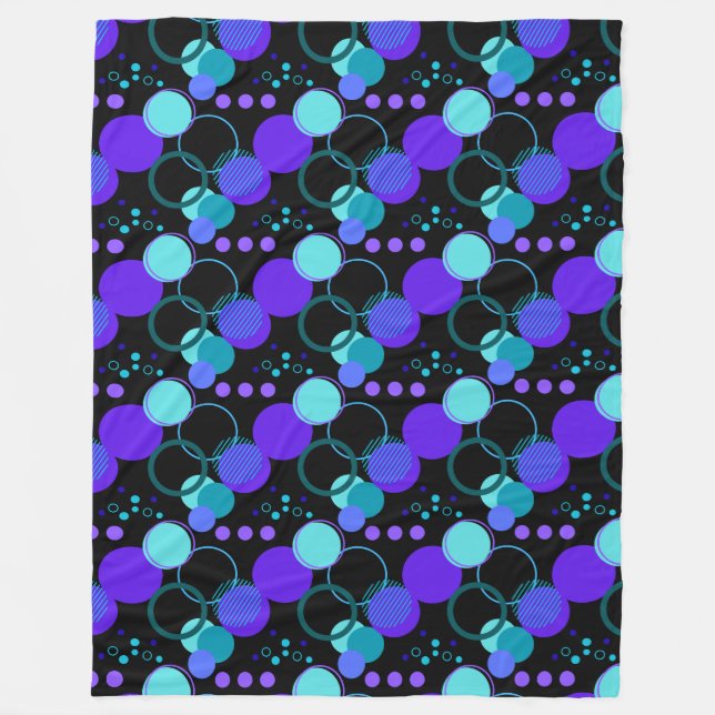 Cobertor De Velo Círculos e Formas Redondas Padrão em Preto (Frente)