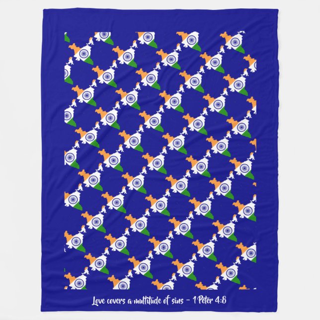 Cobertor De Velo Citação Cristã Personalizada INDIA FLAG (Frente)
